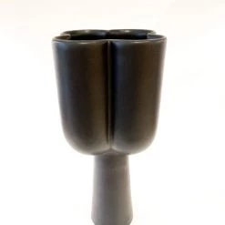 Super Simple CERAMICS QUATREFOIL VASE - TALL BLACK