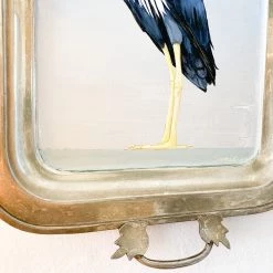 Super Simple CRANE ON VINTAGE TRAY ORIGINAL ART