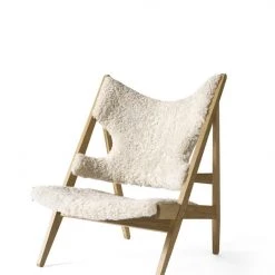Super Simple Knitting Chair, Natural Oak Sheepskin Upholstery FURNITURE