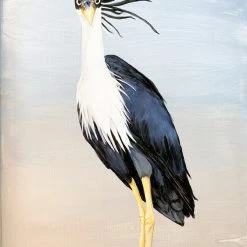 Super Simple CRANE ON VINTAGE TRAY ORIGINAL ART