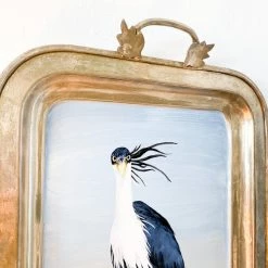 Super Simple CRANE ON VINTAGE TRAY ORIGINAL ART