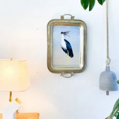 Super Simple CRANE ON VINTAGE TRAY ORIGINAL ART