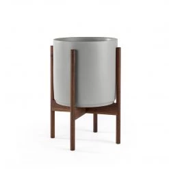 Super Simple GREY PLANTERS WITH DARK TEAK BASE DECOR 6 Super Simple GREY PLANTERS WITH DARK TEAK BASE DECOR