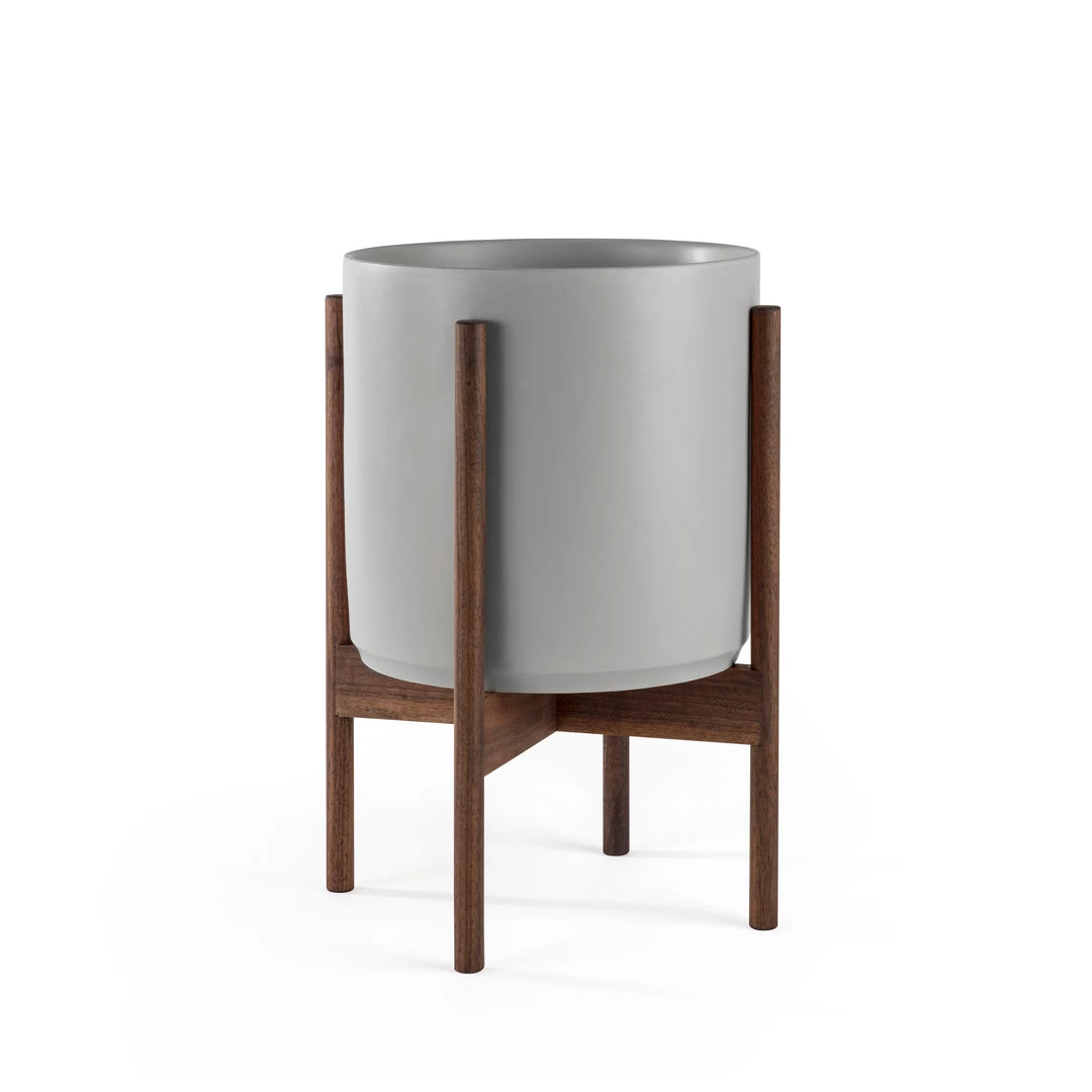 Super Simple GREY PLANTERS WITH DARK TEAK BASE DECOR 3 Super Simple GREY PLANTERS WITH DARK TEAK BASE DECOR