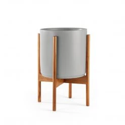 Super Simple DECOR GREY PLANTERS WITH TEAK BASE 6 Super Simple DECOR GREY PLANTERS WITH TEAK BASE