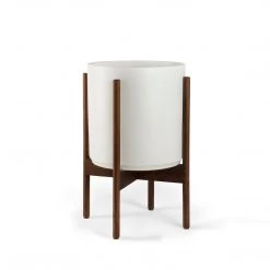 Super Simple WHITE PLANTERS WITH TEAK BASE DECOR