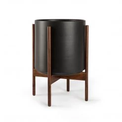 Super Simple BLACK PLANTERS WITH DARK TEAK BASE