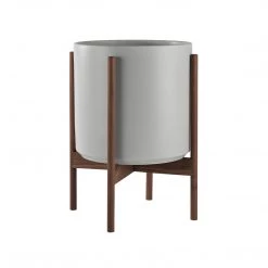 Super Simple GREY PLANTERS WITH DARK TEAK BASE DECOR