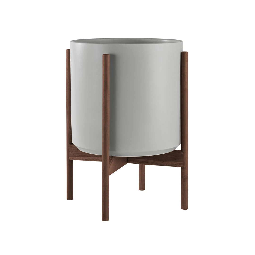 Super Simple GREY PLANTERS WITH DARK TEAK BASE DECOR 1 Super Simple GREY PLANTERS WITH DARK TEAK BASE DECOR