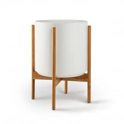 Super Simple WHITE PLANTERS WITH TEAK BASE DECOR
