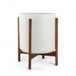 Super Simple WHITE PLANTERS WITH TEAK BASE DECOR