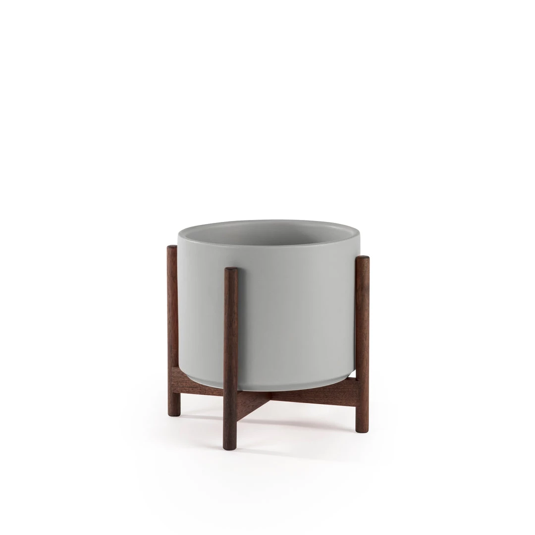 Super Simple GREY PLANTERS WITH DARK TEAK BASE DECOR 2 Super Simple GREY PLANTERS WITH DARK TEAK BASE DECOR