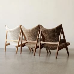 Super Simple Knitting Chair, Natural Oak Sheepskin Upholstery FURNITURE