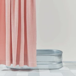 Super Simple SIMPLE WAFFLE SHOWER CURTAIN - BLUSH BATH
