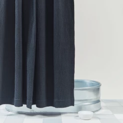 Super Simple BATH SIMPLE WAFFLE SHOWER CURTAIN - BLACK