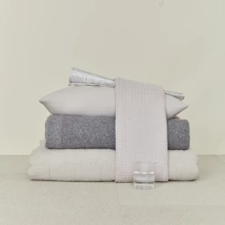 Super Simple SIMPLE LINEN THROW BLANKET - LIGHT GREY THROWS
