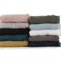 Super Simple SIMPLE LINEN THROW BLANKET - BLACK