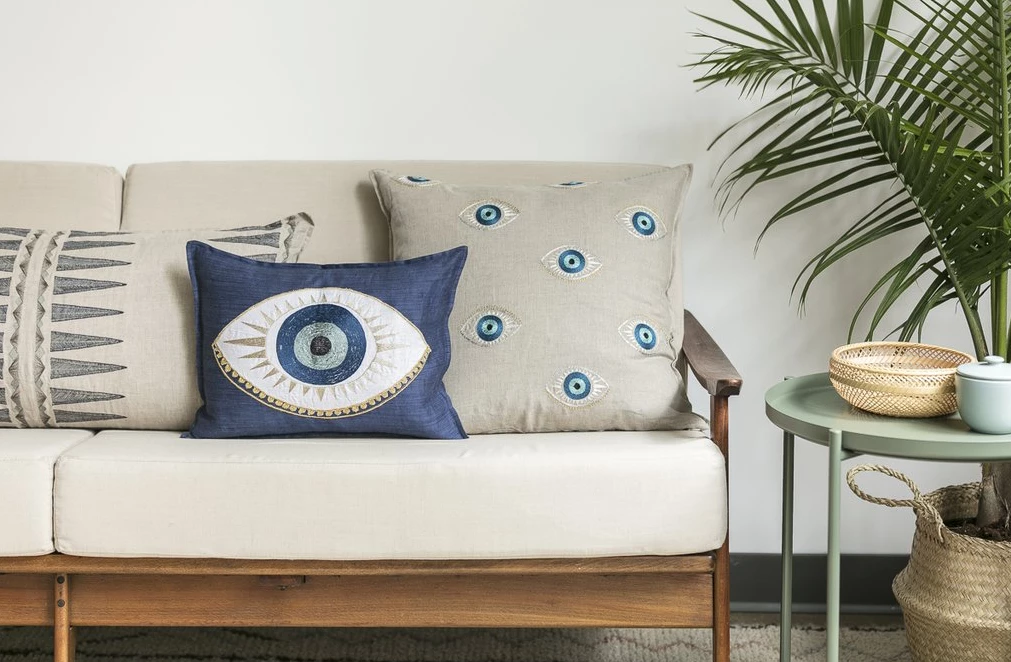 Super Simple EVIL EYE APPLIQUÉ PILLOW DECOR 2 Super Simple EVIL EYE APPLIQUÉ PILLOW DECOR