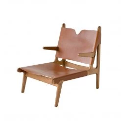 Super Simple OAK & LEATHER BUCKLE CHAIR - CARAMEL FURNITURE