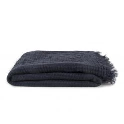 Super Simple SIMPLE LINEN THROW BLANKET - NAVY