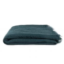 Super Simple SIMPLE LINEN THROW BLANKET - PEACOCK