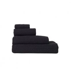 Super Simple SIMPLE WAFFLE TOWELS - BLACK BATH
