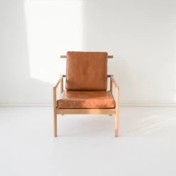 Super Simple OAK & LEATHER LOUNGE CHAIR - CARAMEL FURNITURE