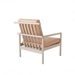 Super Simple FURNITURE OAK & LEATHER LOUNGE CHAIR - NUDE