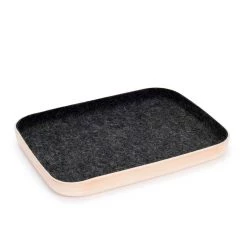 Super Simple LARGE LEATHER & WOOL TRAY - HEATHER BLACK DECOR