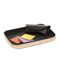 Super Simple LARGE LEATHER & WOOL TRAY - HEATHER BLACK DECOR