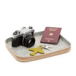 Super Simple LARGE LEATHER & WOOL TRAY - GRANITE DECOR