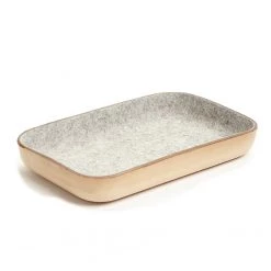 Super Simple SMALL LEATHER & WOOL TRAY - GRANITE DECOR