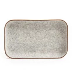 Super Simple SMALL LEATHER & WOOL TRAY - GRANITE DECOR