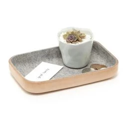 Super Simple SMALL LEATHER & WOOL TRAY - GRANITE DECOR