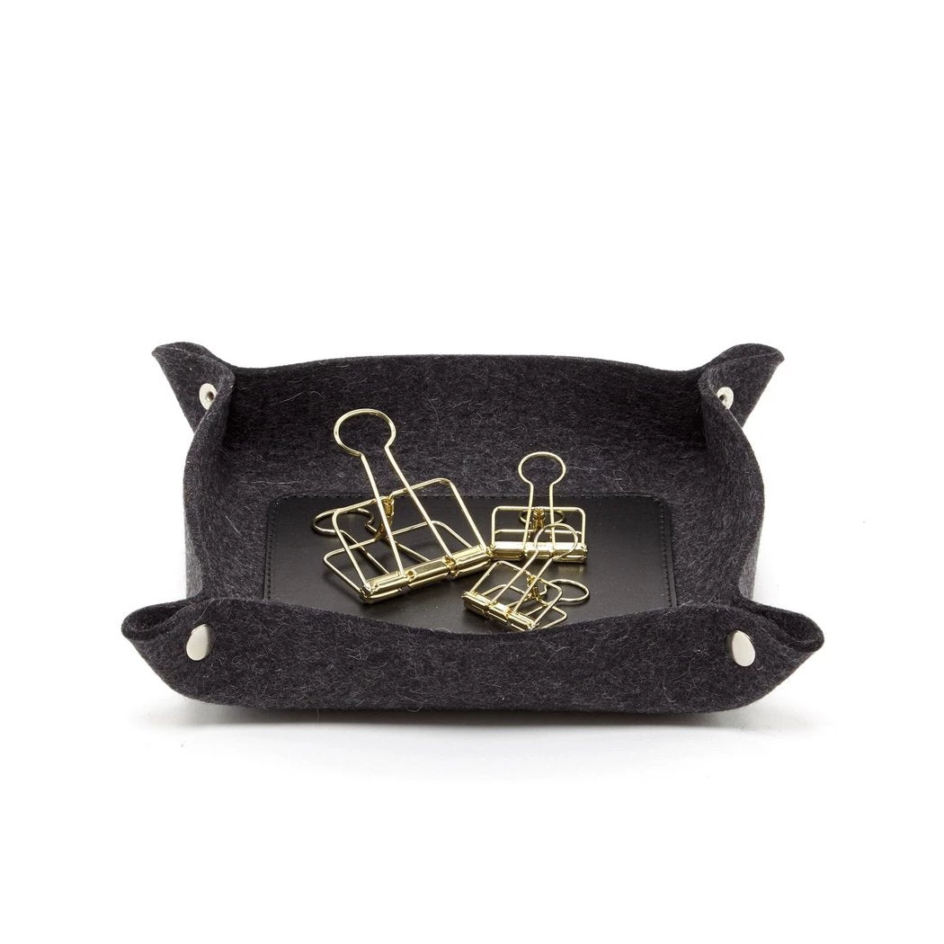 Super Simple DECOR LEATHER & WOOL VALET TRAY - CHARCOAL 1 Super Simple DECOR LEATHER & WOOL VALET TRAY - CHARCOAL