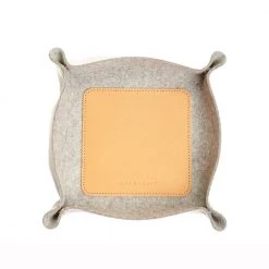 Super Simple DECOR LEATHER & WOOL VALET TRAY - GRANITE