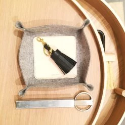 Super Simple DECOR LEATHER & WOOL VALET TRAY - GRANITE