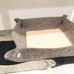 Super Simple DECOR LEATHER & WOOL VALET TRAY - GRANITE